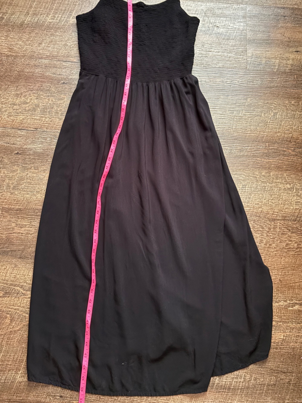 Old Navy fit & flare smocked midi sundress black summer dress viscose L tall EUC - Picture 13 of 15